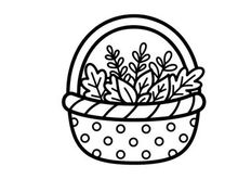 Cesta de Halloween desenhada à mão com plantas monstro verdes. Recipiente de doces ou travessuras assustador com ilustrações de criaturas fofas em estilo cartoon para crianças.