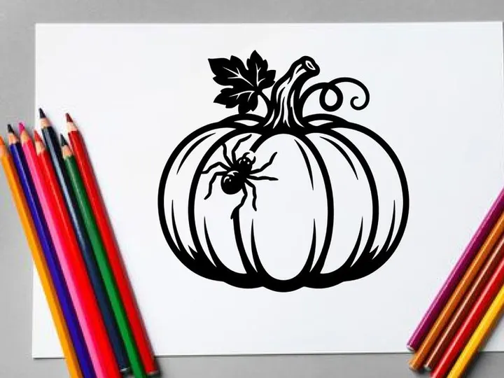 Ilustração Estilizada de Abóbora para Decoração de Outono e Halloween