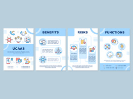 UCaaS system usage blue brochure template preview picture