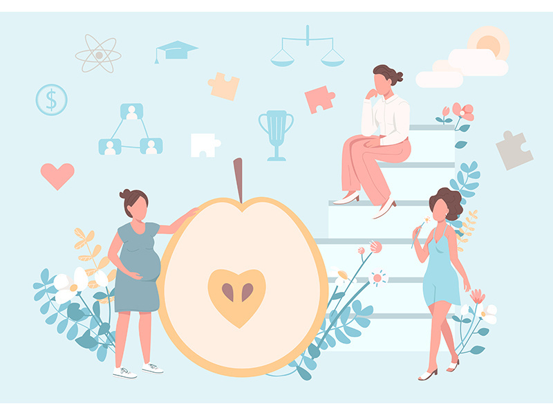 Women healthy lifestyle flat concept vector illustration