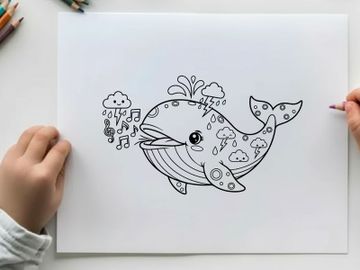 Whale singing music notes underwater vector illustration preview picture