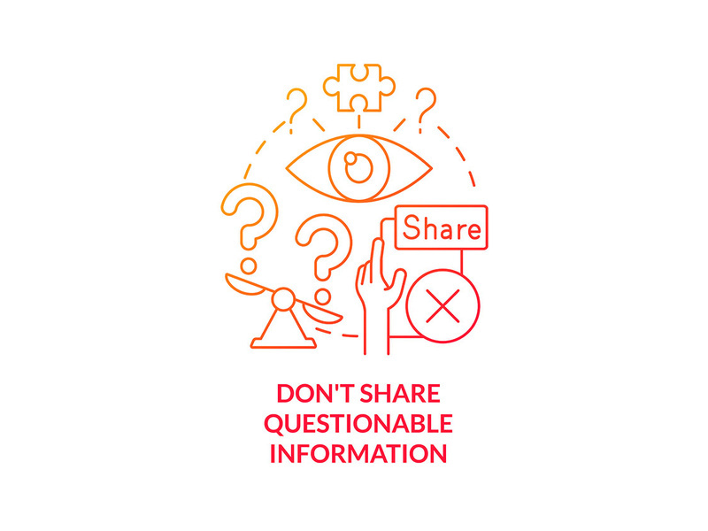 Do not share questionable information red gradient concept icon
