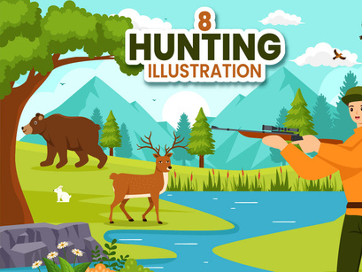 8 Hunting Vector Illustration