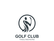 Golf player logo sport simple and modern creative design template