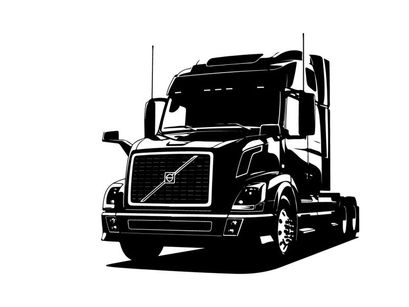 Silhouette of a volvo semi truck front view