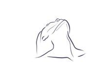 Line art portrait woman, Flower face one line vector illustration