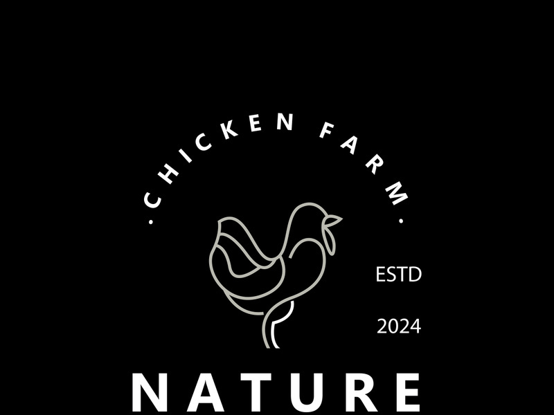 Chicken Farm logo design, animal icon for groceries, butcher shop, farmer market livestock template