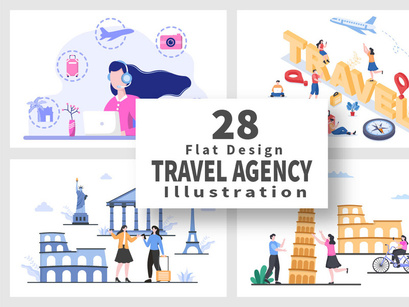 28 Travel Agency Around The World Vector Illustration