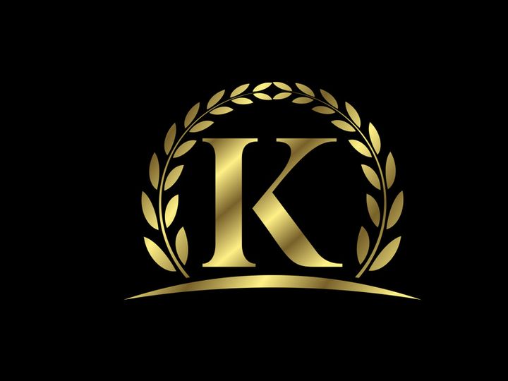 Golden letters with a golden laurel wreath. English alphabet, vector illustration