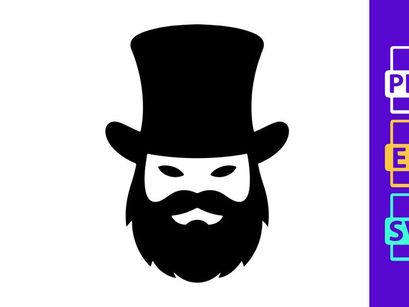 Stylish top hat and mustache mascot logo vector illustration