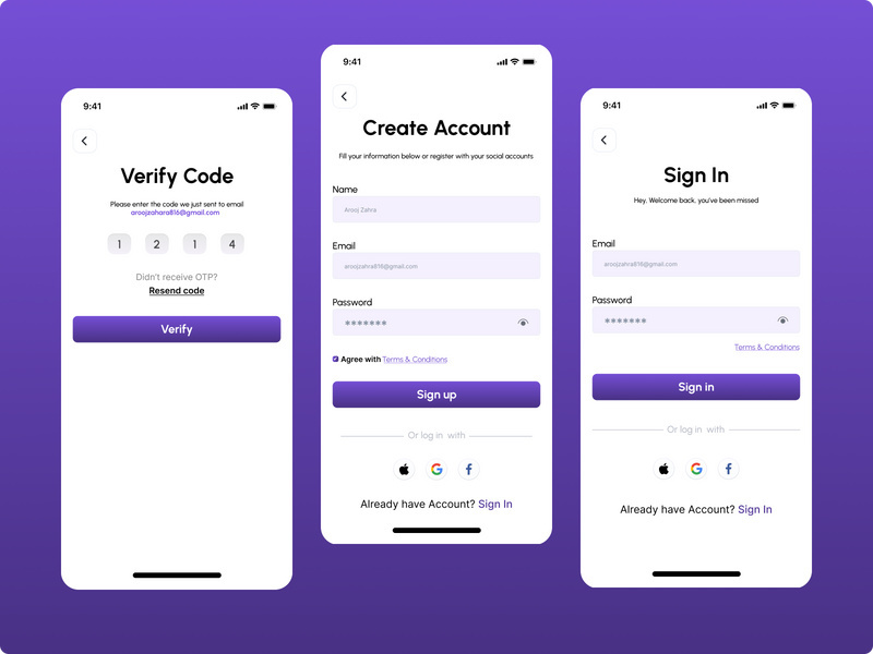 Mobile App Login Screen Design