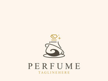 Perfume bottle logo design symbol can be used for business and cosmetic perfume shop template