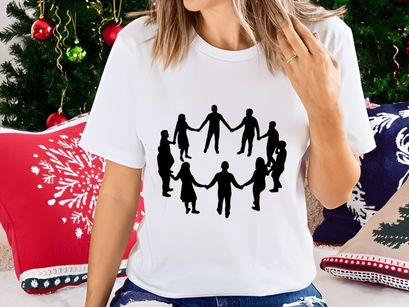 People Holding Hands Circle Silhouette