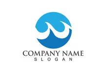 Blue water wave logo design template
