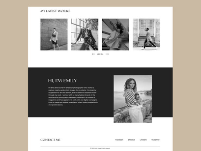 Fashion Photographer Portfolio Landing page UI Template design