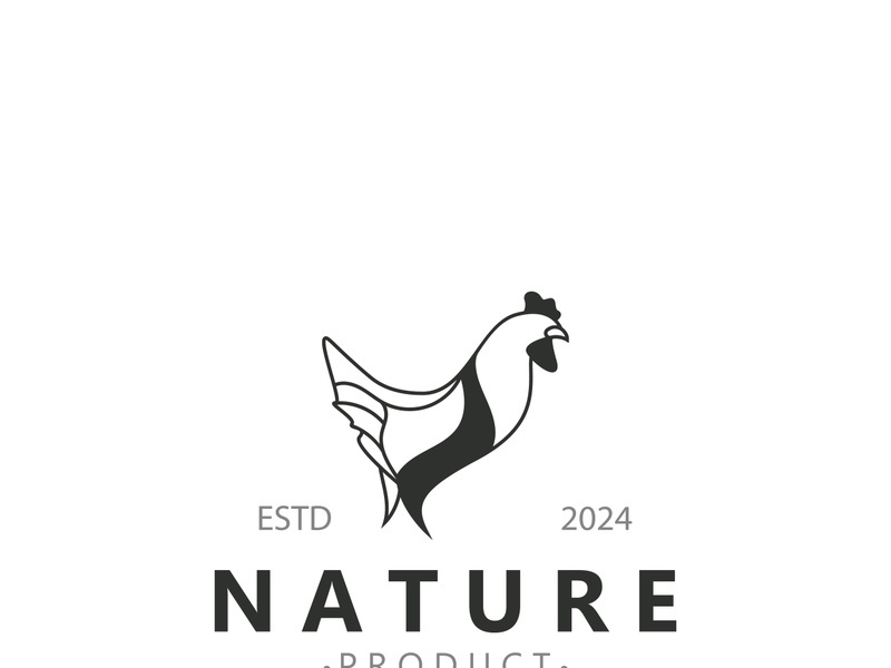 Chicken Farm logo design, animal icon for groceries, butcher shop, farmer market livestock template