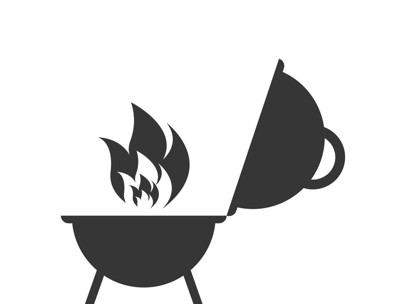 BBQ grill simple and symbol icon with smoke or steam logo ~ EpicPxls