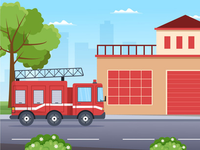 11 Fire Department or Firefighter Illustration