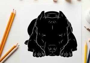 Silhouette of a dog lying down in a relaxed position