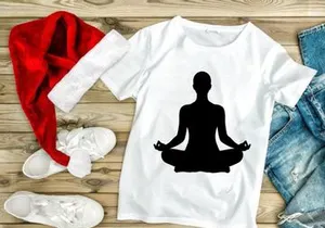 Silhouette person meditating peacefully in lotus pose minimalist black
