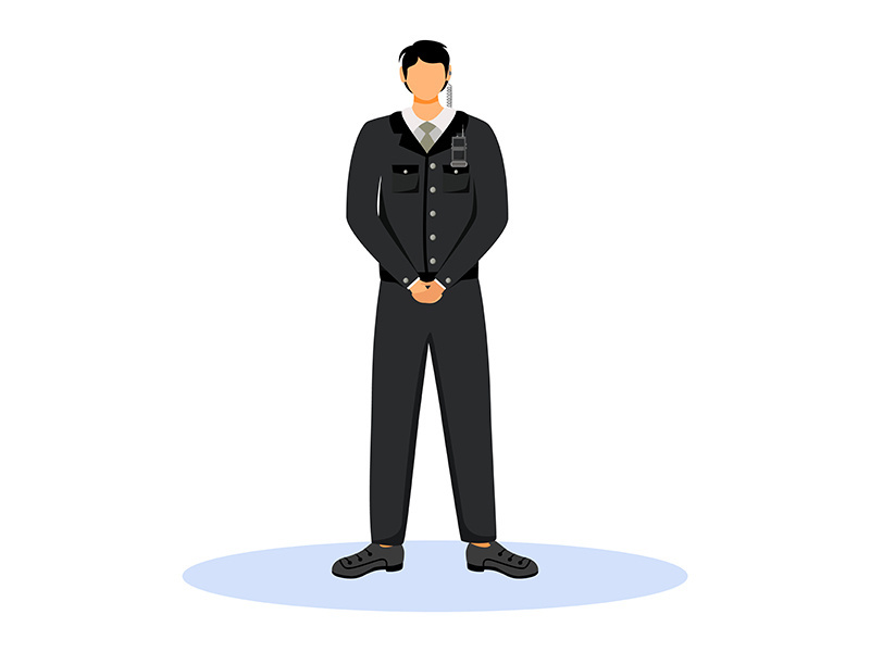 Security guard flat color vector illustration