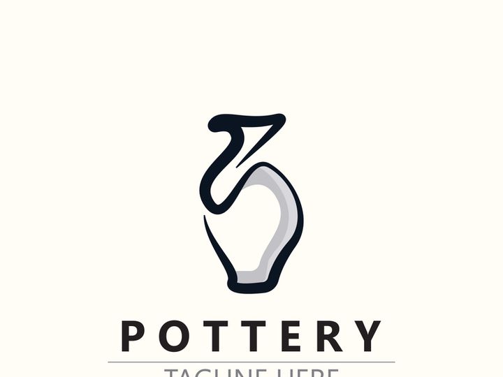 Pottery logo design handmade, creative traditional mug craft sign concept inspiration nature workshop