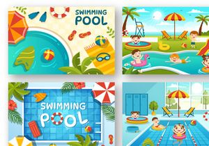 20 Swimming Pool Vector Illustration