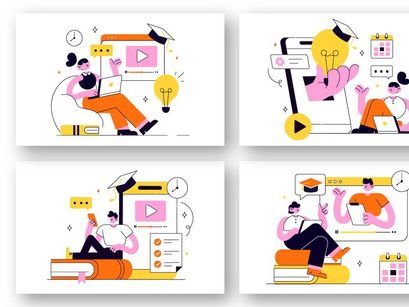 10 Online Course Vector Illustration