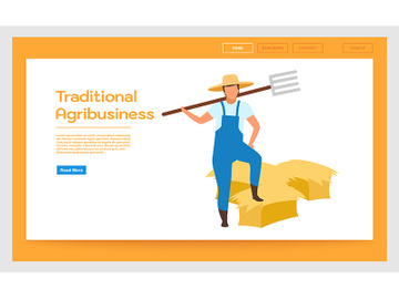 Traditional agribusiness landing page vector template preview picture