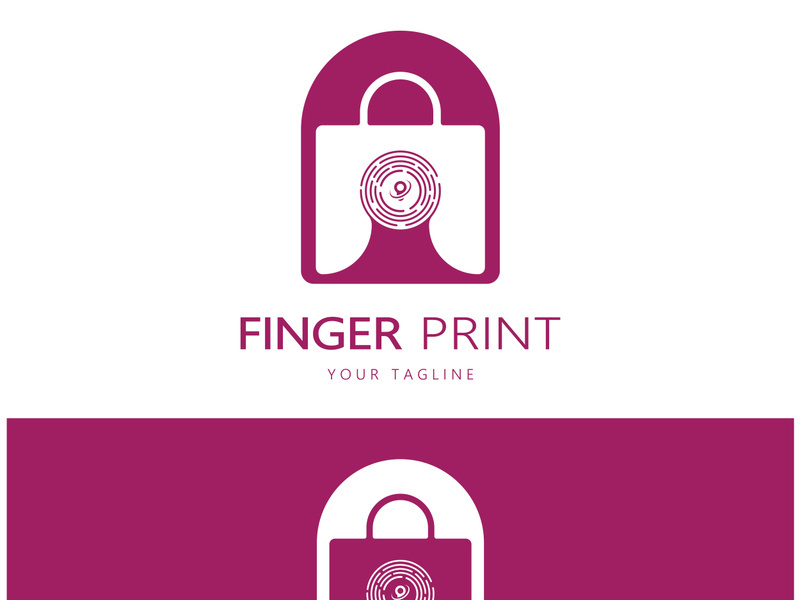 simple flat fingerprint logo,for security,identification,badge,emblem,business card,digital,vector