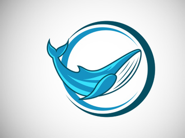 Whale in a circle. Fish logo design template. Seafood restaurant shop Logotype concept icon. preview picture