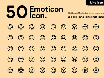 50 Emoticon Line Icon preview picture