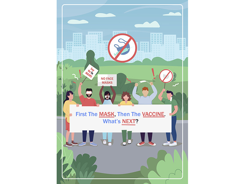 Anti-vaccine movement poster flat vector template