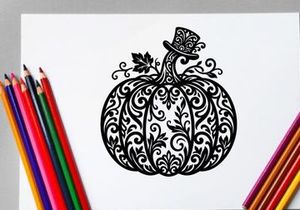 Siluet Labu Halloween yang Elegan dengan Desain Bunga yang Rumit