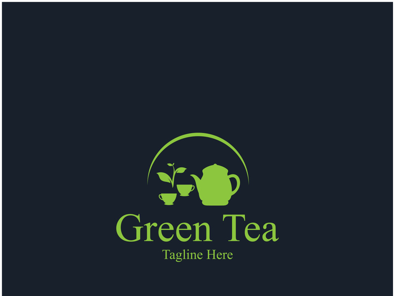 Tea cup logo vector design.Green tea vector logo template.