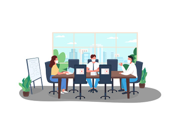 Covid business plan flat color vector illustration preview picture