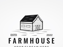 Logo design of organic farm house or barn or barn and animal farmhouse vintage.Vintage country logo.