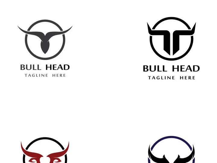 Retro vintage bull head horns logo design