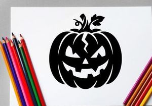 Labu Halloween dengan Wajah Jack-o'-Lantern untuk Dekorasi Musim Gugur