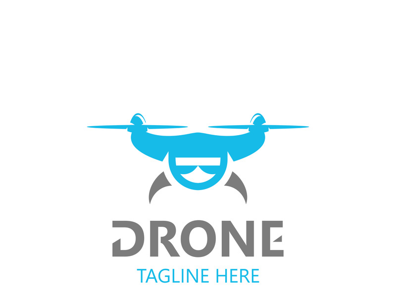Drone aerial with camera vector template icon. logo photography drone vector. quadcopter flat style illustration