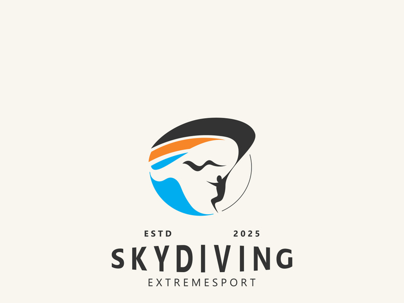 Skydiving logo sport high adventure Inspiration Silhouette Paragliding Template