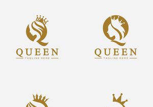 Beautiful face queen icon logo.for queen logo.Beauty woman hair salon golden logo. cosmetic, skin care business logo