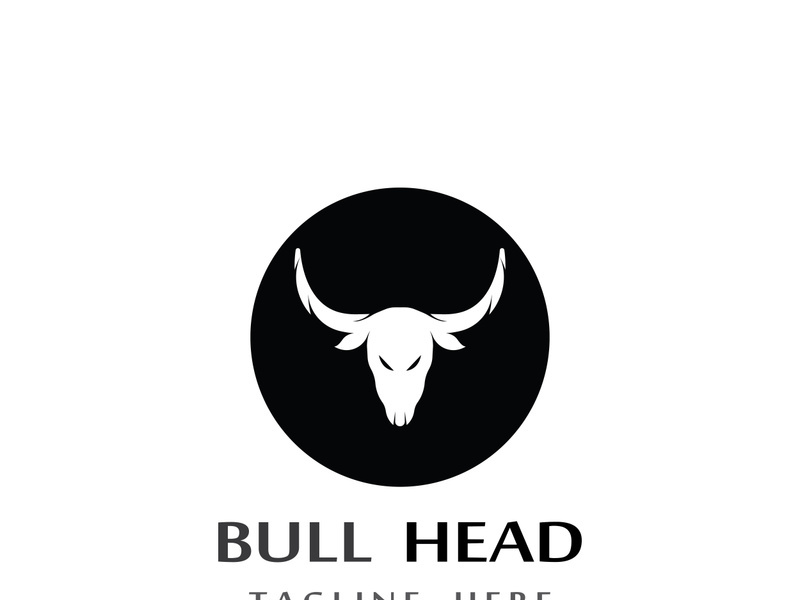 Retro vintage bull head horns logo.