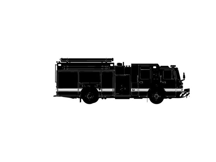 Silhouette of a fire truck vehicle emergency response