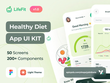 LifeFit - Healthy Diet Calory Counter App UI Kit preview picture