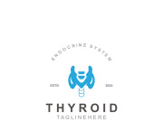 Thyroid Gland human Endocrine System structure logo thyroid care simple template design