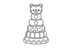 Cute teddy bear on wedding cake vector illustration