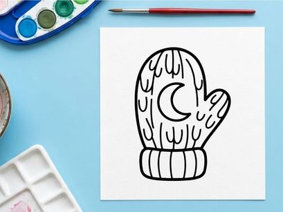 Luva de Halloween desenhada à mão com design de rosto de fantasma assustador. Luva de tricô aconchegante com ilustração de personagem de desenho animado de fantasma divertido para a estação festiva de outono.