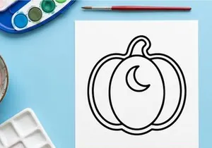 Hand-drawn pumpkin illustration for Halloween decor. Simple autumn gourd sketch with stem and spiral detail for seasonal designs.