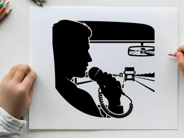 Silhouette of a man driving while on the phone preview picture